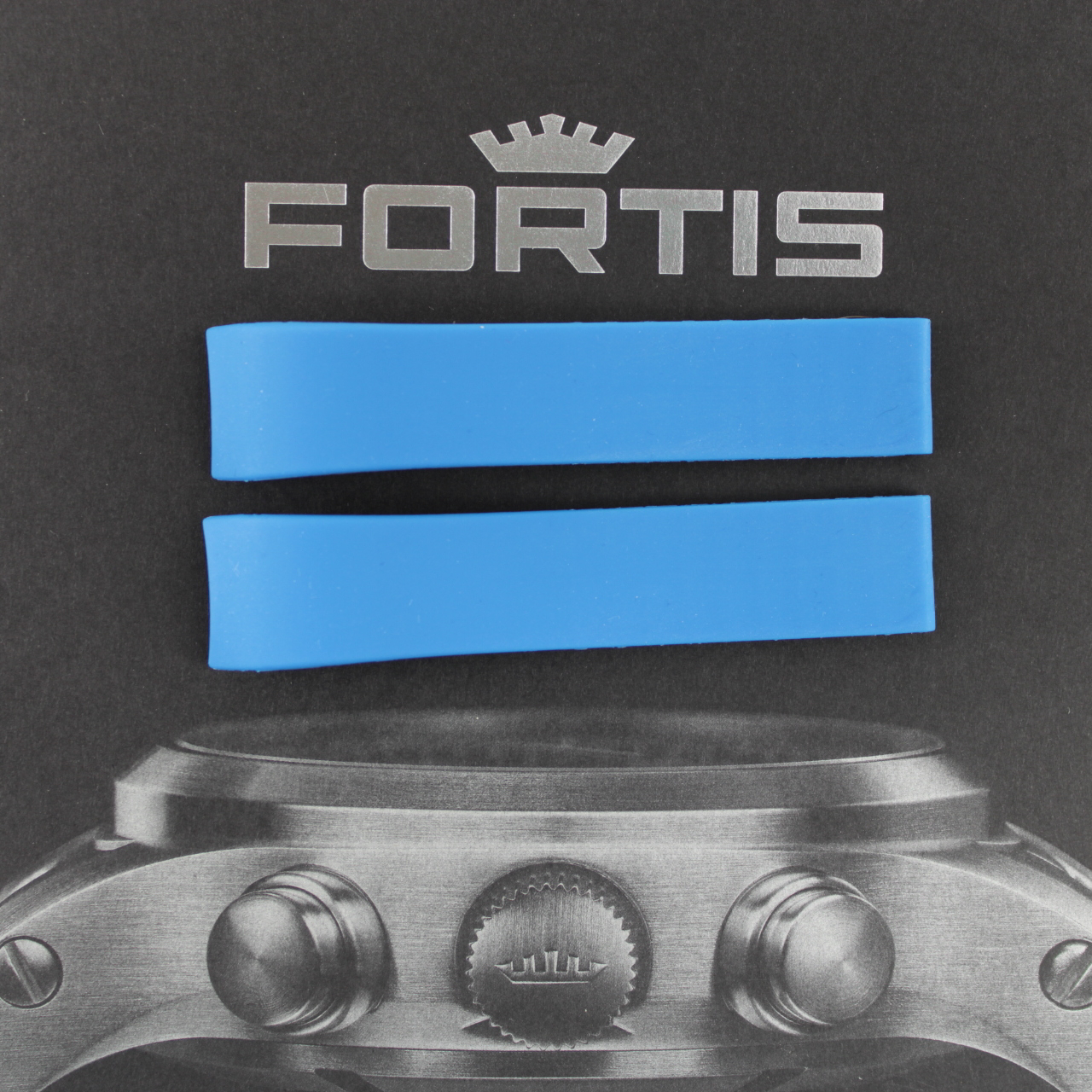 Fortis Spacematic Silikonband mit integrierten Anstoß blau