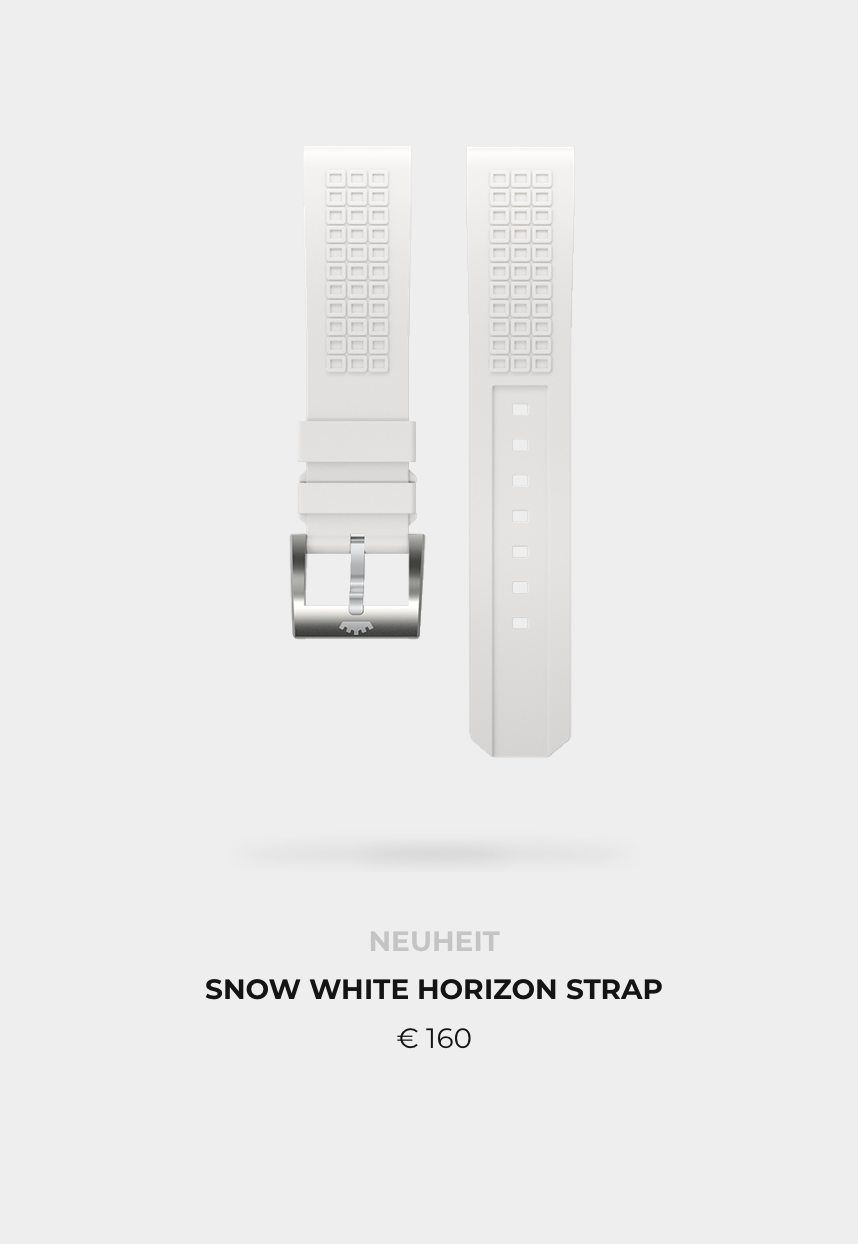 Fortis HORIZON STRAP Snow White mit Dornschließe, Kautschukarmband 21mm 