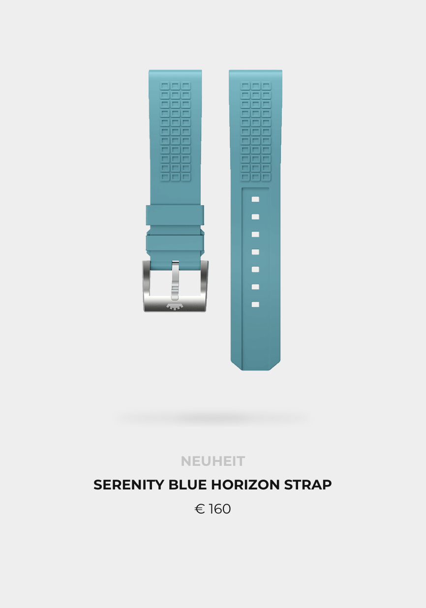 Fortis HORIZON STRAP Serenity Blue  mit Dornschließe, Kautschukarmband 21mm 
